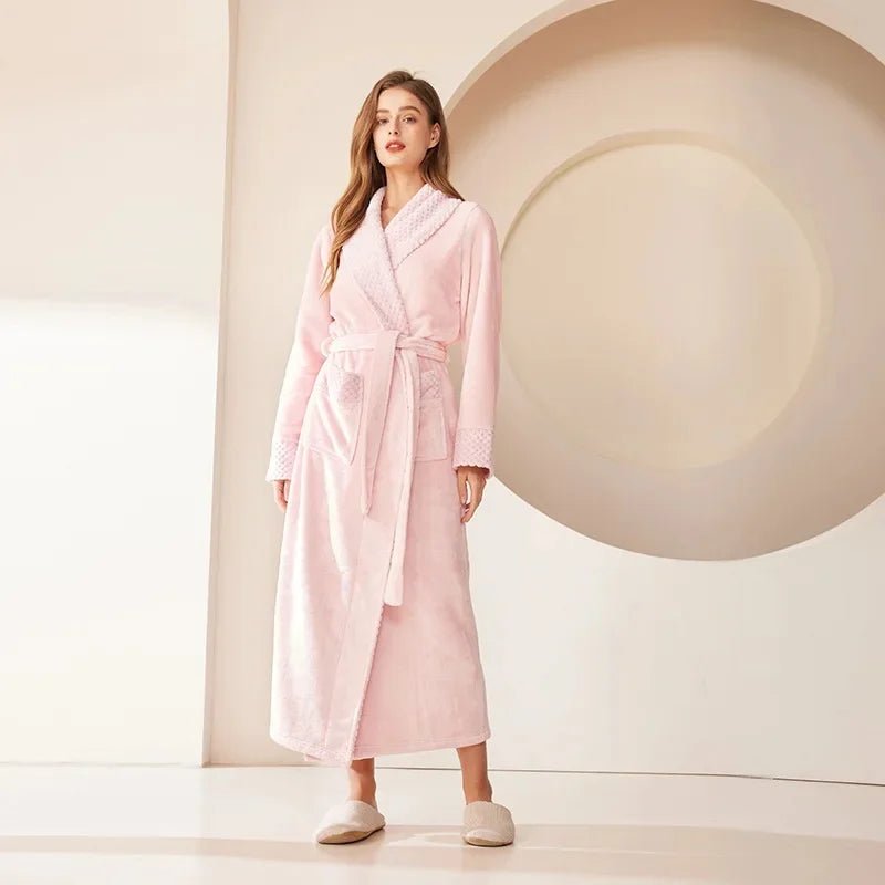 SaneShoppe - Coral Fleece Oversize Couple's Bathrobe - Autumn Winter Sleepwear