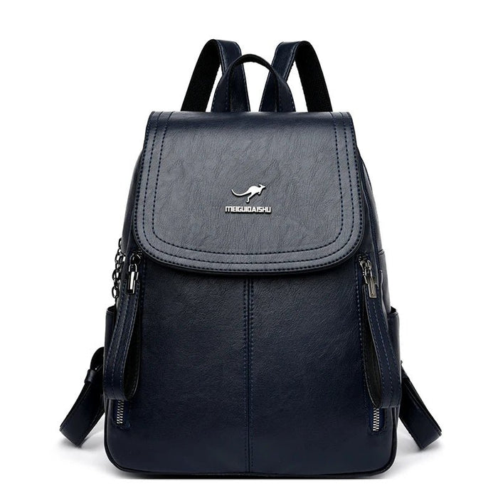 SaneShoppe - Fashion Zipper Backpack for Women Large Capacity Leather Shoulder Bag for Girls School Bag for Teenage Girls
