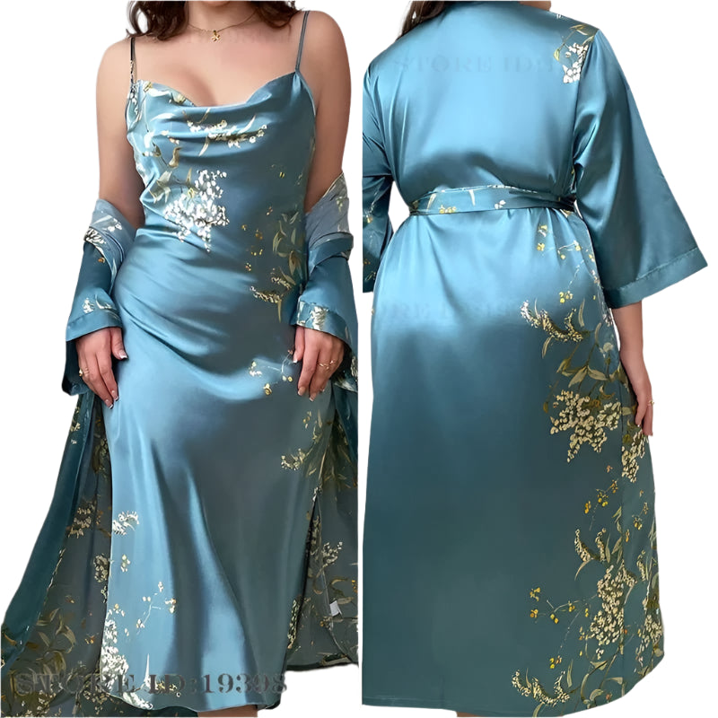 SaneShoppe - Female 1 or 2 - Piece Robe Set Nightgown Long Kimono Bathrobe 3XL, 5XL
