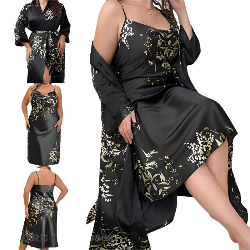 SaneShoppe - Female 1 or 2 - Piece Robe Set Nightgown Long Kimono Bathrobe 3XL, 5XL
