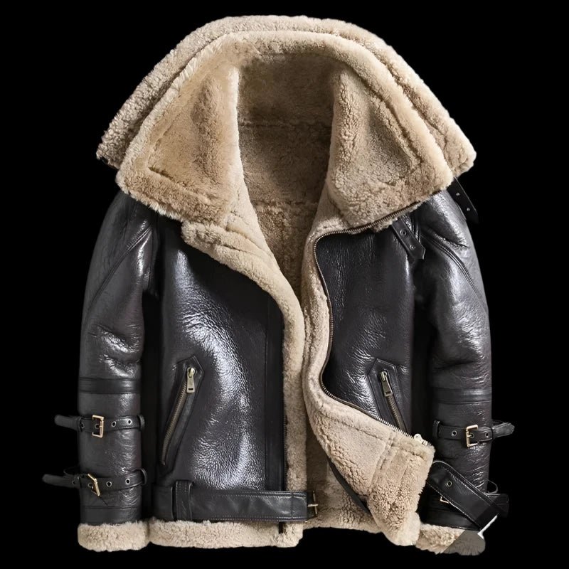 SaneShoppe Genuine Sheepskin Jackets for Men and Women 2025 Winter Double Collar Coats with Real Fur