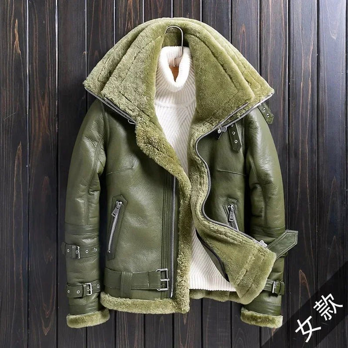 SaneShoppe - Genuine Sheepskin Jackets for Men and Women 2025 Winter Double Collar Coats with Real Fur
