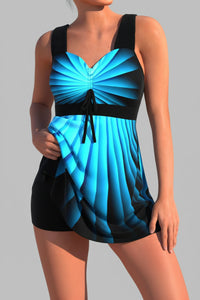 SaneShoppe - Glittery Beam Triangle Tankini Swimsuit with Matching Shorts