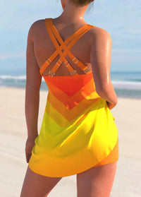 SaneShoppe Glittery Beam Triangle Tankini Swimsuit with Matching Shorts