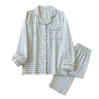 SaneShoppe - Japanese Plaid Cotton Pajama Set for Couples - Spring/Summer