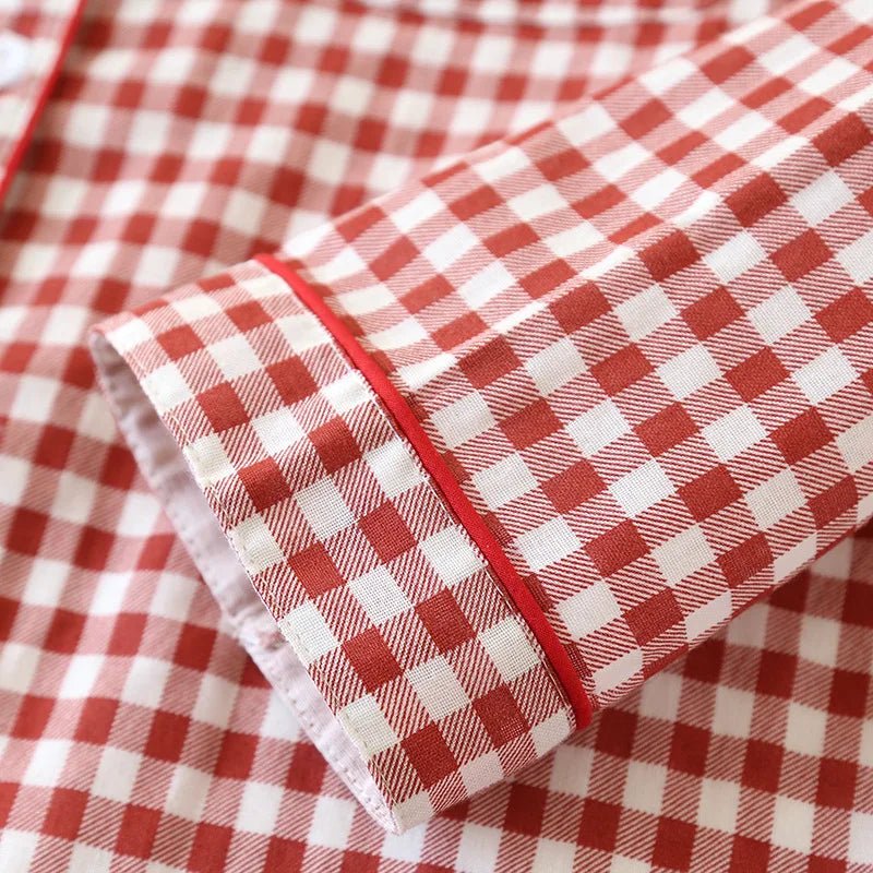 SaneShoppe Japanese Plaid Cotton Pajama Set for Couples - Spring/Summer Japanese Plaid Cotton Pajama Set for Couples - Spring/Summer