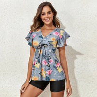 SaneShoppe - Large Flower Print Tankini Swimsuit Set for Women