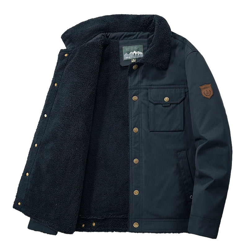 SaneShoppe - Men 2025 Winter New Fleece Thick Warm Jacket Men Fashion Casual Windproof Coat Men Autumn Outwear Outdoor Fur Collar Jacket Men