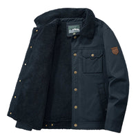 SaneShoppe - Men 2025 Winter New Fleece Thick Warm Jacket Men Fashion Casual Windproof Coat Men Autumn Outwear Outdoor Fur Collar Jacket Men