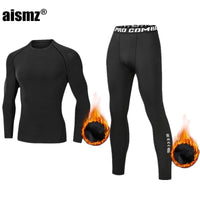 SaneShoppe Men Compression Fitness Fleece Man Sport First Layer Underwear Set Second Thermal Men's Skin Long Johns