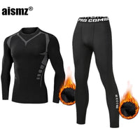 SaneShoppe Men Compression Fitness Fleece Man Sport First Layer Underwear Set Second Thermal Men's Skin Long Johns