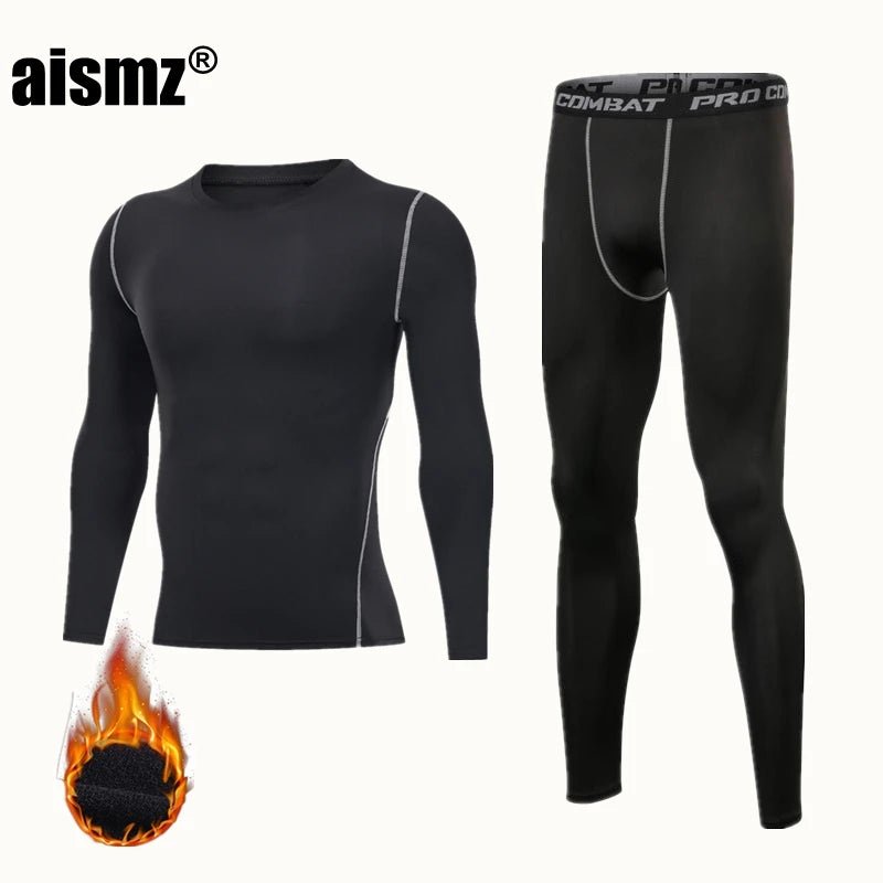 SaneShoppe Men Compression Fitness Fleece Man Sport First Layer Underwear Set Second Thermal Men's Skin Long Johns