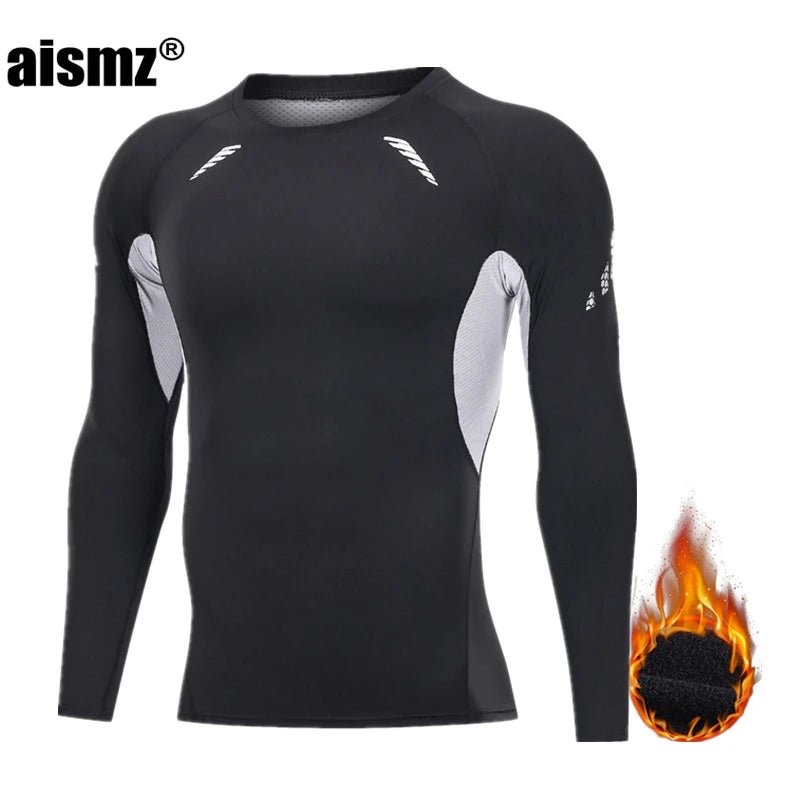 SaneShoppe - Men Compression Fitness Fleece Man Sport First Layer Underwear Set Second Thermal Men's Skin Long Johns