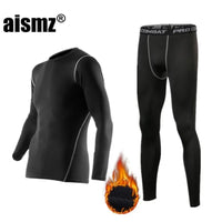 SaneShoppe - Men Compression Fitness Fleece Man Sport First Layer Underwear Set Second Thermal Men's Skin Long Johns