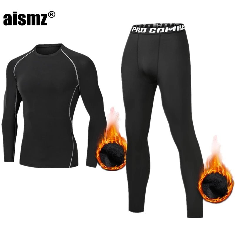 SaneShoppe Men Compression Fitness Fleece Man Sport First Layer Underwear Set Second Thermal Men's Skin Long Johns