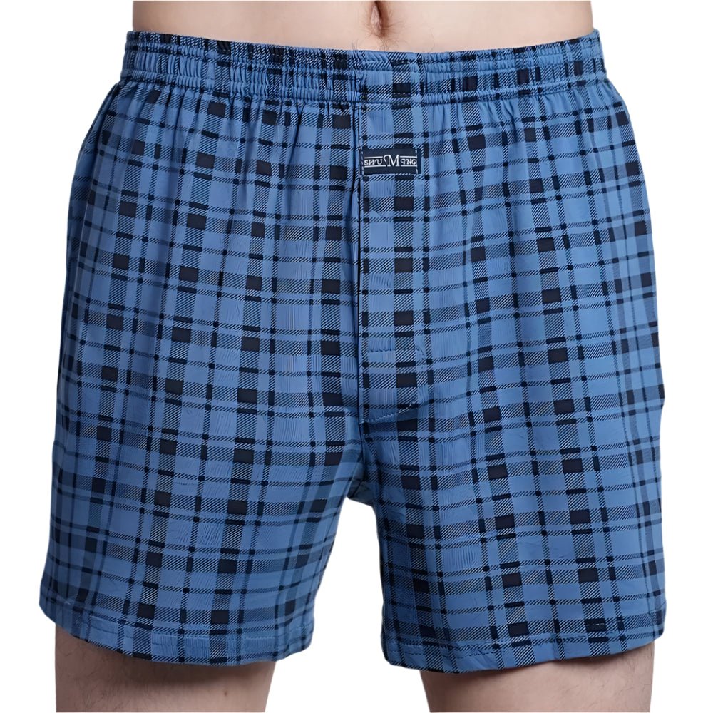 SaneShoppe - Men's 100% Cotton Boxer Shorts, High Waist, Casual Plaid, Plus Size (M - 3XL)