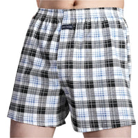 SaneShoppe - Men's 100% Cotton Boxer Shorts, High Waist, Casual Plaid, Plus Size (M - 3XL)