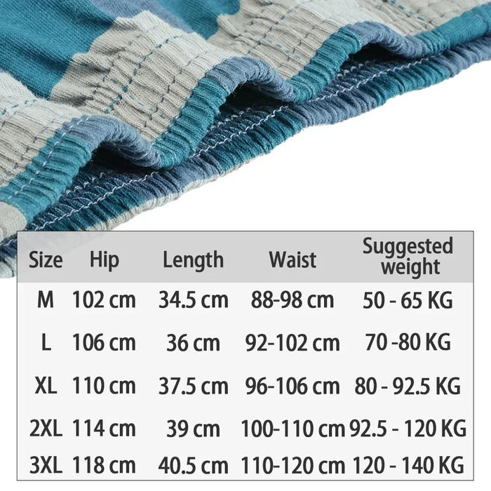 SaneShoppe - Men's 100% Cotton Boxer Shorts, High Waist, Casual Plaid, Plus Size (M - 3XL)