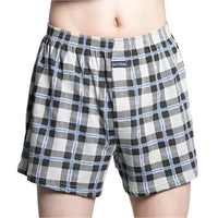 SaneShoppe - Men's 100% Cotton Boxer Shorts, High Waist, Casual Plaid, Plus Size (M - 3XL)