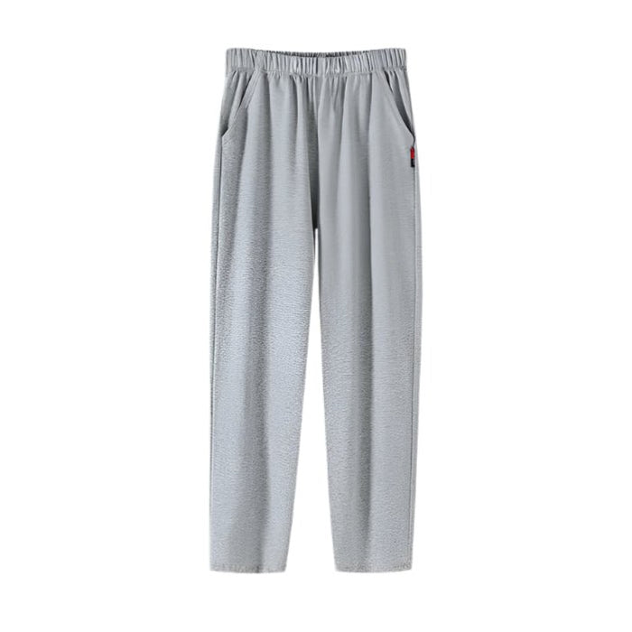 SaneShoppe - Men's Cotton Pajama Pants with Pockets, Elastic Waist, Large Size