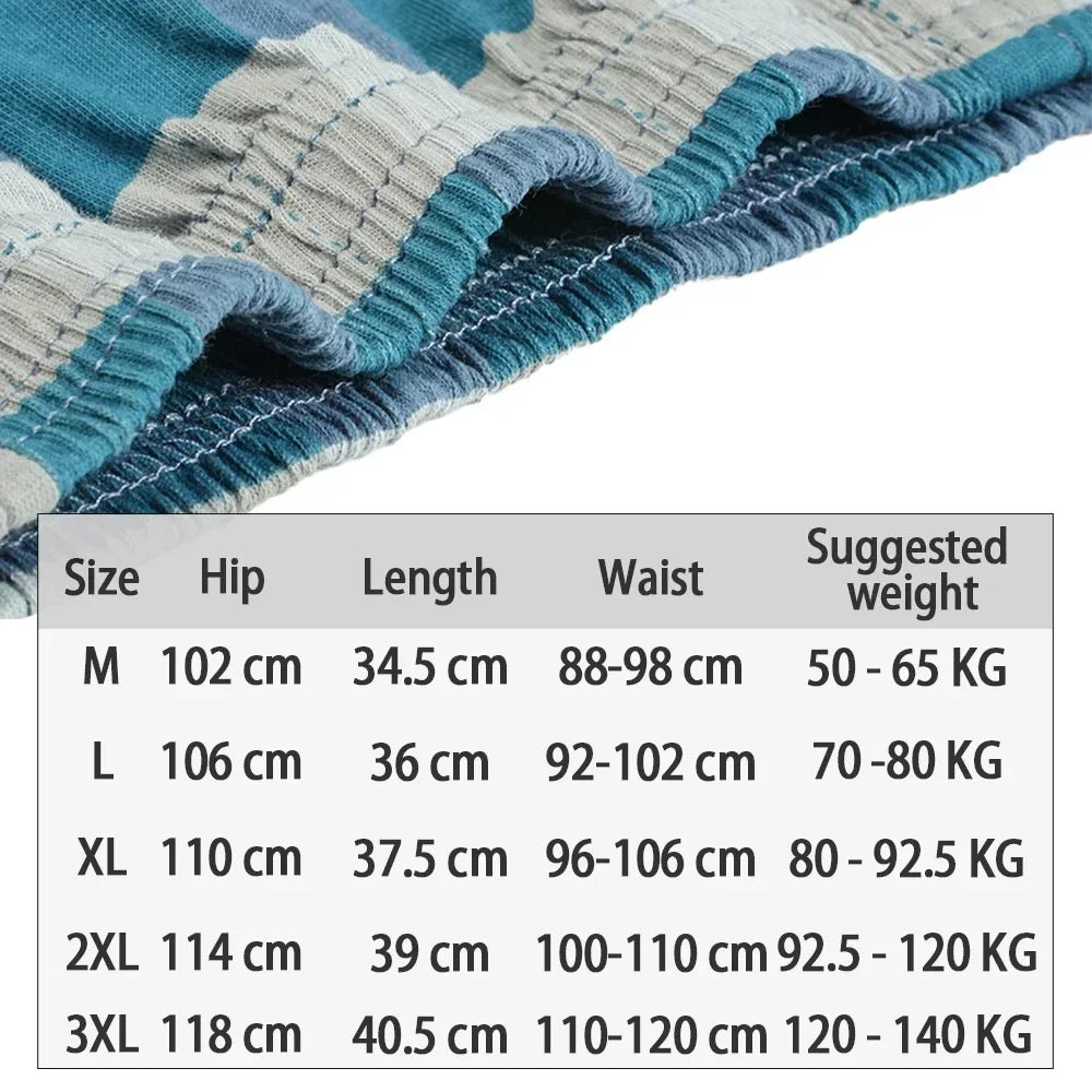 SaneShoppe - Men's High Waist Cotton Boxer Shorts, Casual Plaid Pajama Bottoms, Plus Size M - 3XL.