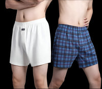 SaneShoppe - Men's High Waist Cotton Boxer Shorts, Casual Plaid Pajama Bottoms, Plus Size M - 3XL.