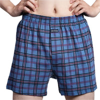 SaneShoppe - Men's High Waist Cotton Boxer Shorts, Casual Plaid Pajama Bottoms, Plus Size M - 3XL.
