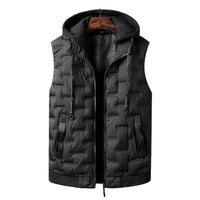 SaneShoppe - Men's Hooded Vests with Detachable Cap Windproof Warm Winter Vests for Men Solid Thicken Sleeveless Waistcoat Plus Size 8XL