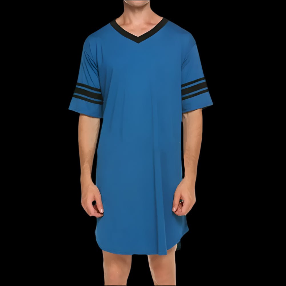 SaneShoppe - Men's Loungewear: Summer T-shirt, Striped Sleep Dress, Bathrobe.
