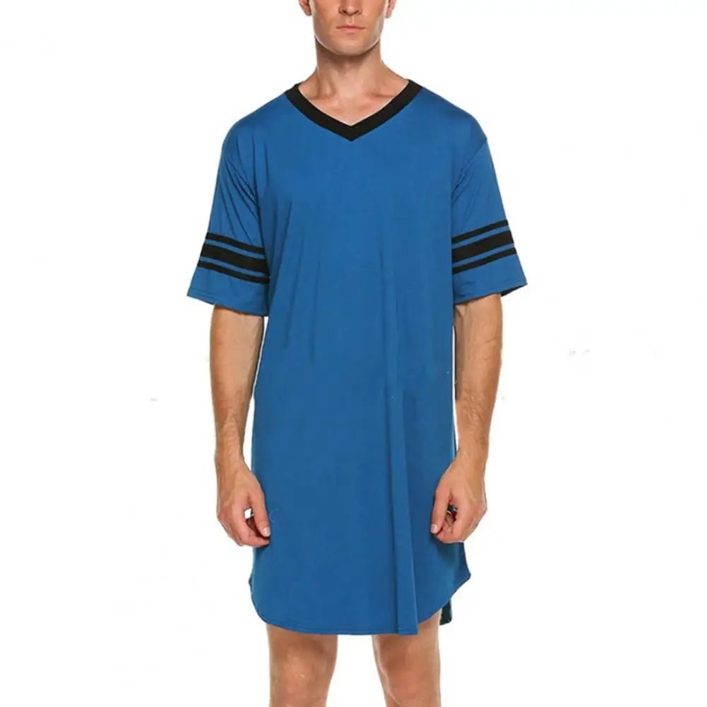 SaneShoppe - Men's Loungewear: Summer T-shirt, Striped Sleep Dress, Bathrobe.