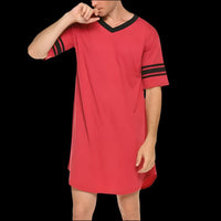 SaneShoppe - Men's Loungewear: Summer T-shirt, Striped Sleep Dress, Bathrobe.