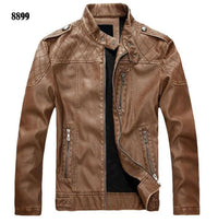 SaneShoppe - Men's PU Leather Jacket Cotton Coat for Motorcycle Autumn Winter Fleece Lining Casual Style
