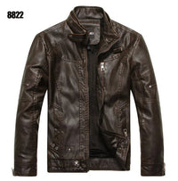 SaneShoppe - Men's PU Leather Jacket Cotton Coat for Motorcycle Autumn Winter Fleece Lining Casual Style