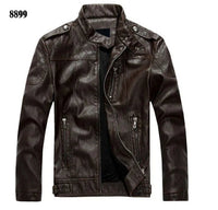 SaneShoppe - Men's PU Leather Jacket Cotton Coat for Motorcycle Autumn Winter Fleece Lining Casual Style