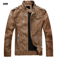 SaneShoppe - Men's PU Leather Jacket Cotton Coat for Motorcycle Autumn Winter Fleece Lining Casual Style