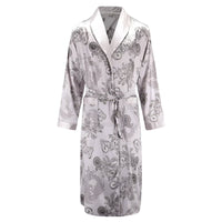 SaneShoppe - Men's Satin Pajama Set: Ice Silk Shirt & Pants Long Sleeve Bathrobe with Pocket