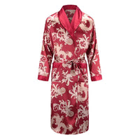 SaneShoppe - Men's Satin Pajama Set: Ice Silk Shirt & Pants Long Sleeve Bathrobe with Pocket