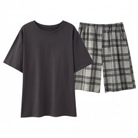 SaneShoppe - Men's Summer Faux Cotton Pyjama Set | Short Sleeve & Shorts