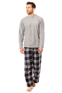 SaneShoppe - Men's Thermal Fleece Pyjama Set with Stylish Check Pants Soft Warm Loungewear PJs for Winter Perfect for Sleeping and Lounging