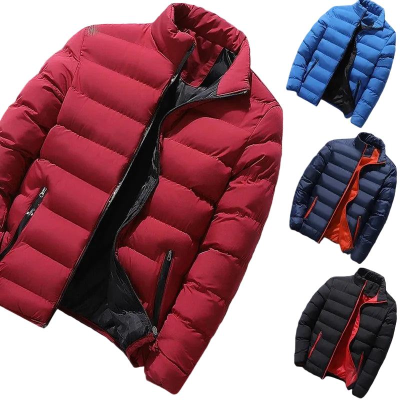 SaneShoppe - Mens Winter Jackets Fashion Casual Windbreaker Stand Collar Thermal Coat Outwear Oversized Outdoor Camping Jacket Male Clothes