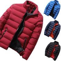 SaneShoppe - Mens Winter Jackets Fashion Casual Windbreaker Stand Collar Thermal Coat Outwear Oversized Outdoor Camping Jacket Male Clothes