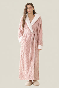 SaneShoppe - Warm Hooded Flannel Robe Men's Lounge Wear Kimono Gown