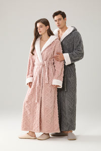 SaneShoppe - Warm Hooded Flannel Robe Men's Lounge Wear Kimono Gown