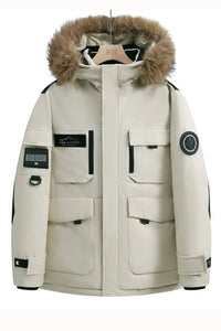 SaneShoppe-Waterproof Winter Down Jacket with Hood, Fur Collar - Men/Women Warm Coat