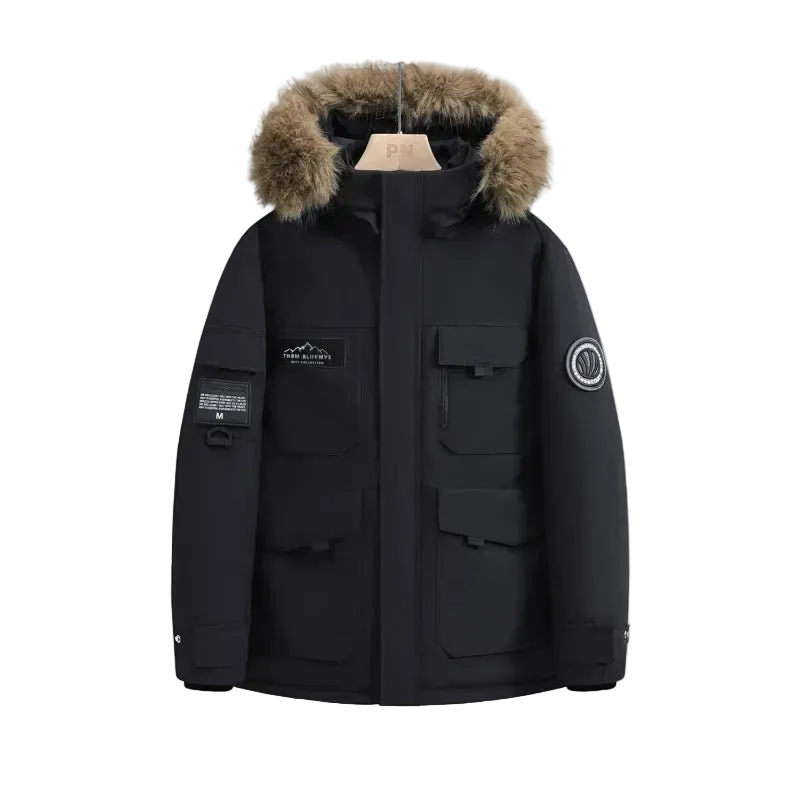SaneShoppe-Waterproof Winter Down Jacket with Hood, Fur Collar - Men/Women Warm Coat