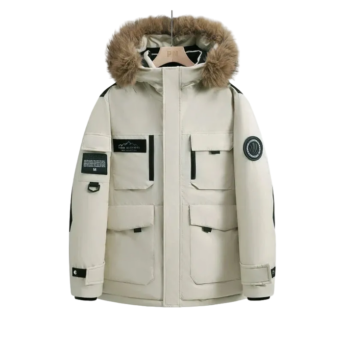 SaneShoppe-Waterproof Winter Down Jacket with Hood, Fur Collar - Men/Women Warm Coat