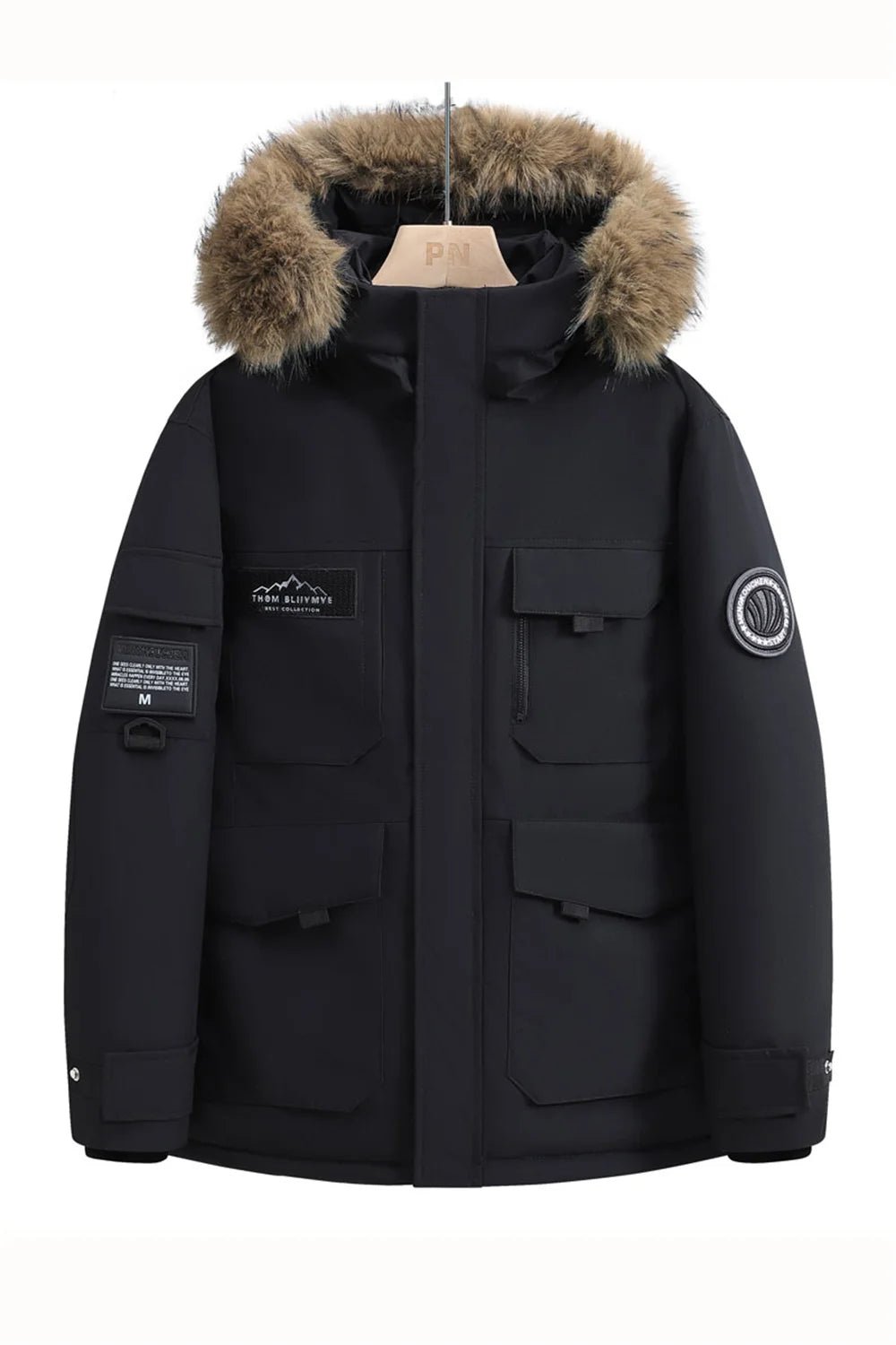 SaneShoppe-Men's Stylish Waterproof Winter Jackets with Hoods and Leather Collars