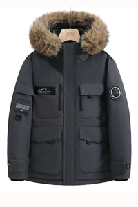 SaneShoppe-Men's Stylish Waterproof Winter Jackets with Hoods and Leather Collars