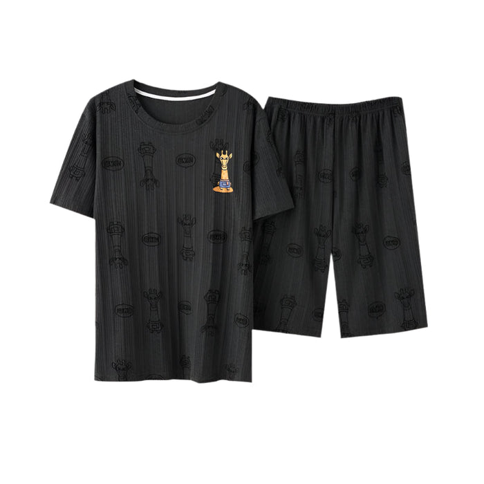 SaneShoppe - Soft Cotton Cartoon Print Men's Pajama Set - L - 3XL