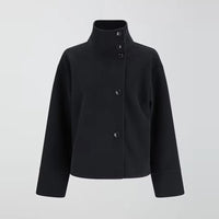 SaneShoppe - Street Women's Short Woolen Coat Stand Collar Single Breasted Long Sleeve Pockets Jacket 2025 Autumn Lady Casual Commute Outwear